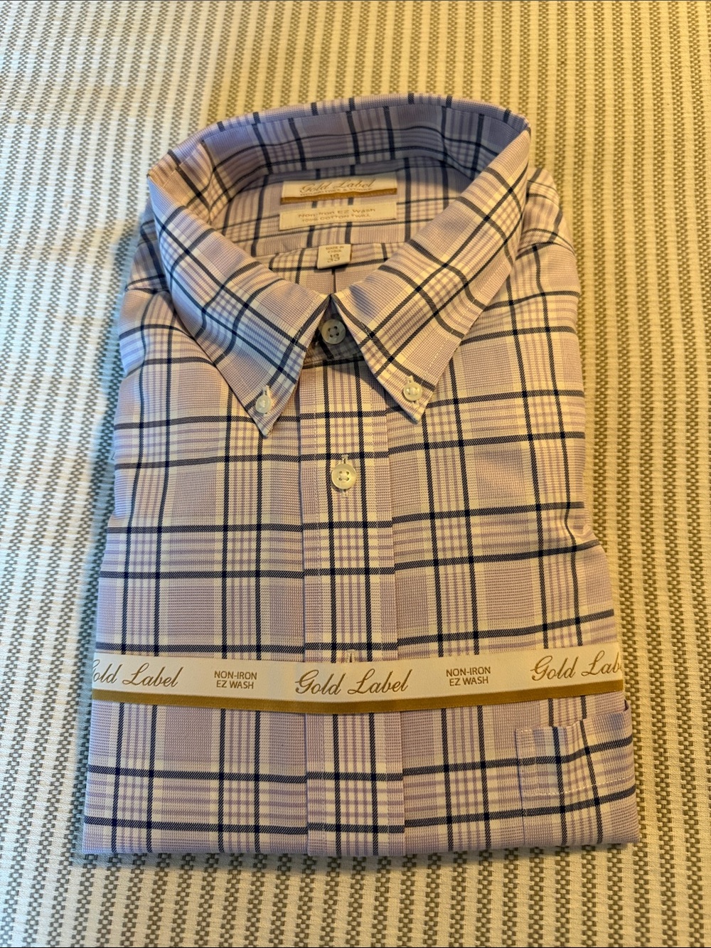 NWT Roundtree & Yorke Dillards Gold Label Plaid Dress Shirt 18 neck 33 sleeve